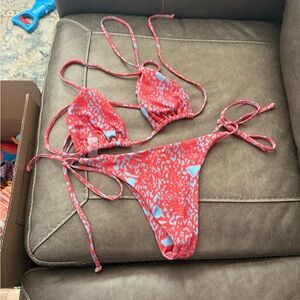 Red and Blue Bikini Set
